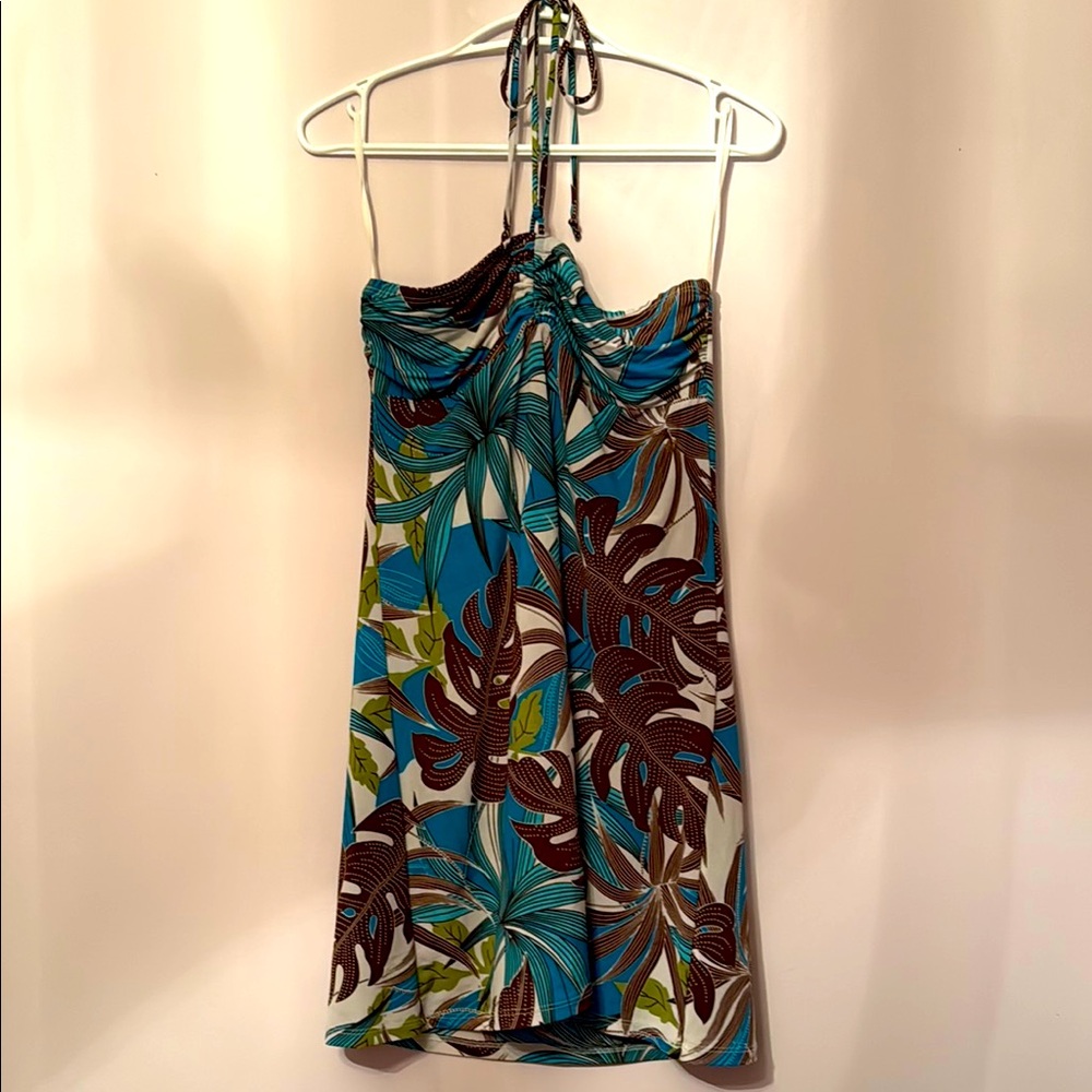 ✨BEAUTIFUL VIBRANT Tropical Halter Dress size M 💕